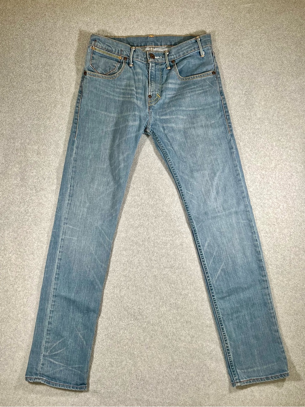 Levis 504 Jeans Mens 33x34 Blue Straight Fit Stretch Denim Fade